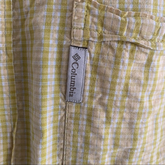 Columbia Sportswear Men’s Size Large Yellow Checkered Button Up Casual Shirt - Picture 2 of 4